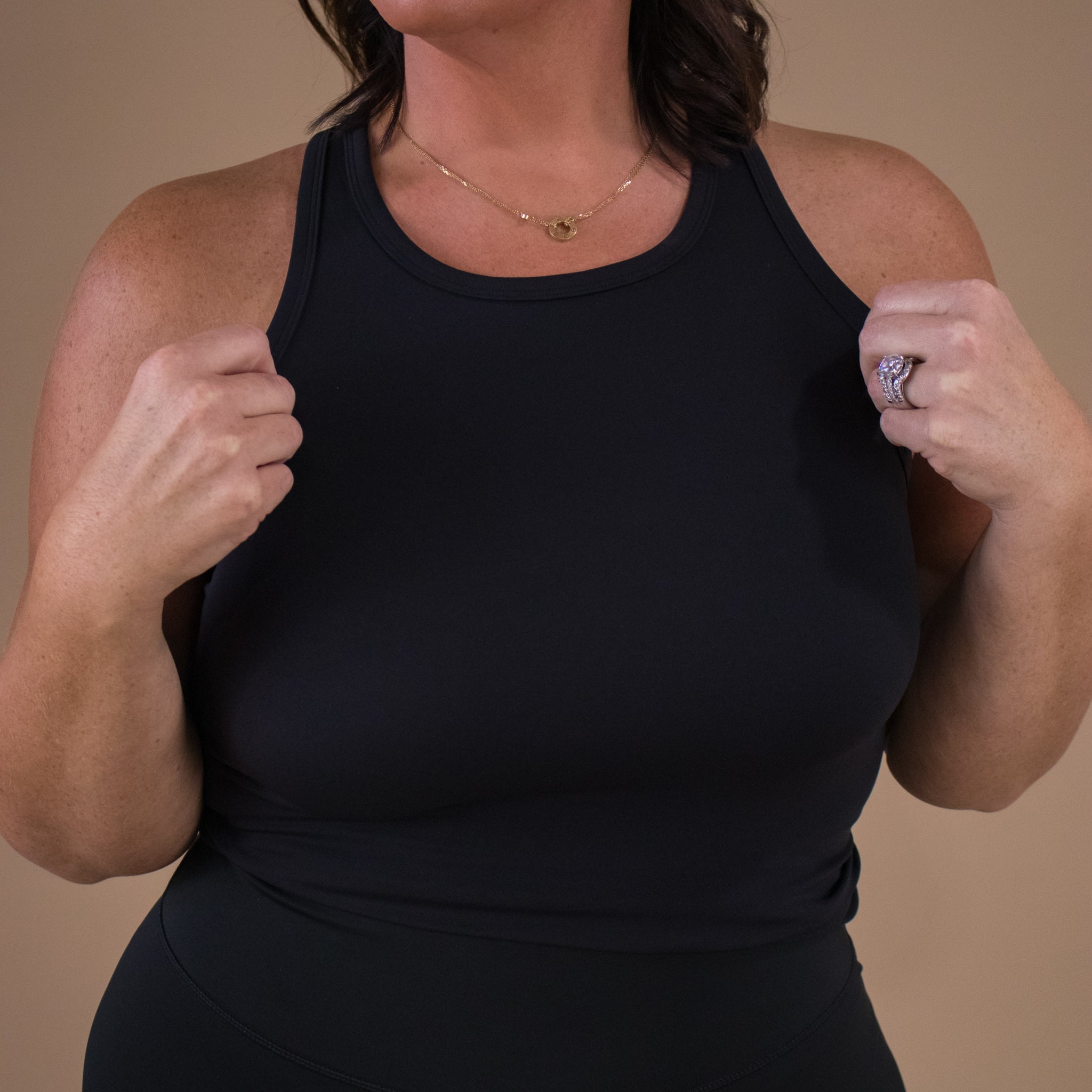 Go-To Waist-Length Racerback Tank Top | Black