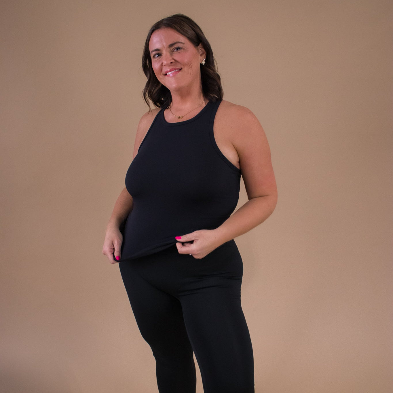 Go-To Waist-Length Racerback Tank Top | Black