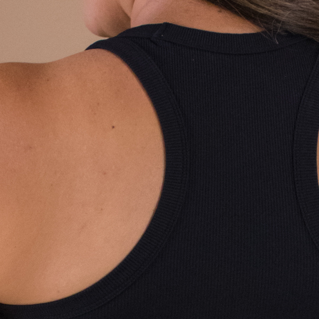 Classic Ribbed Full Length Tank | Black