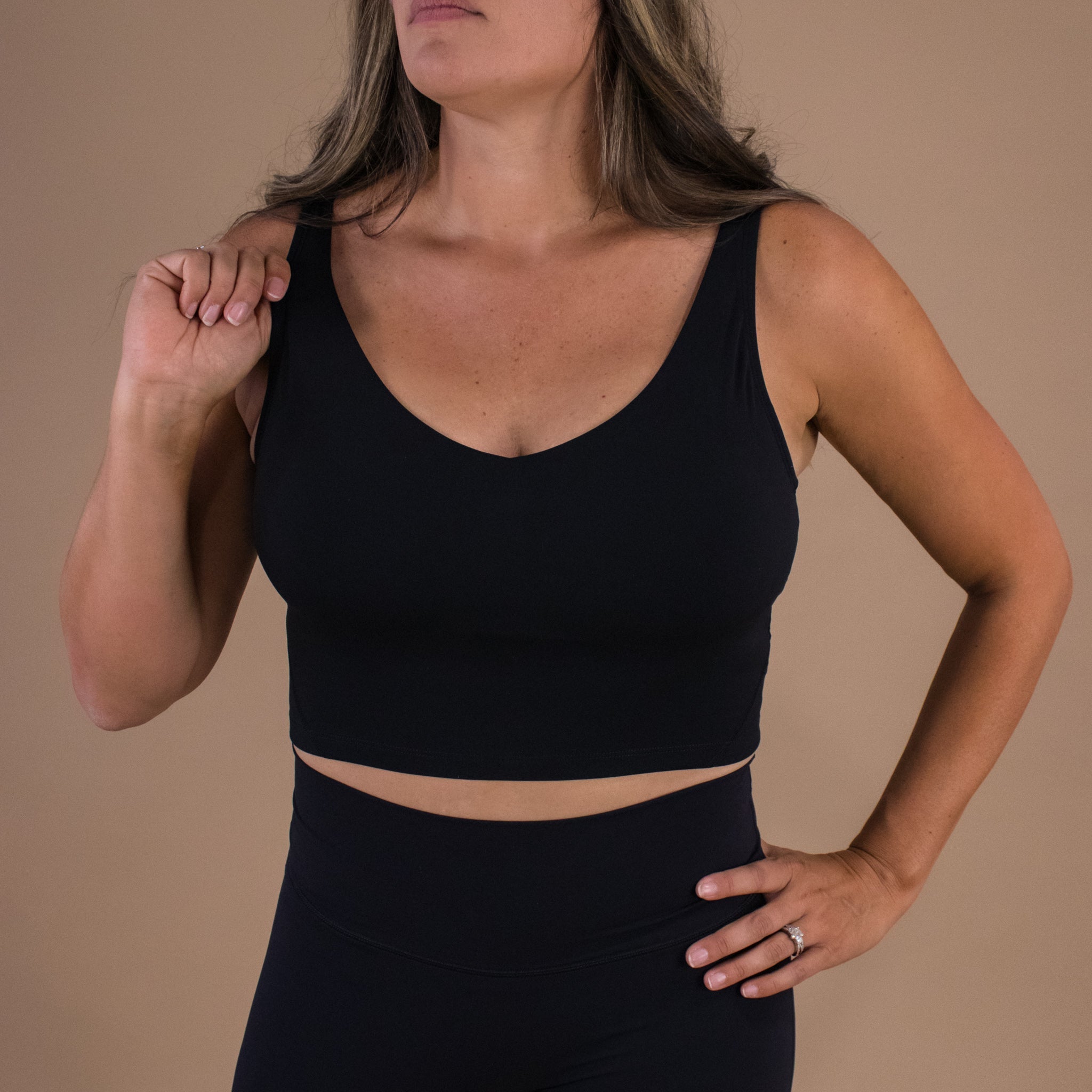 Flex V-Neck Bra with Scoop Back | A-D+ cup | Medium Support | Black