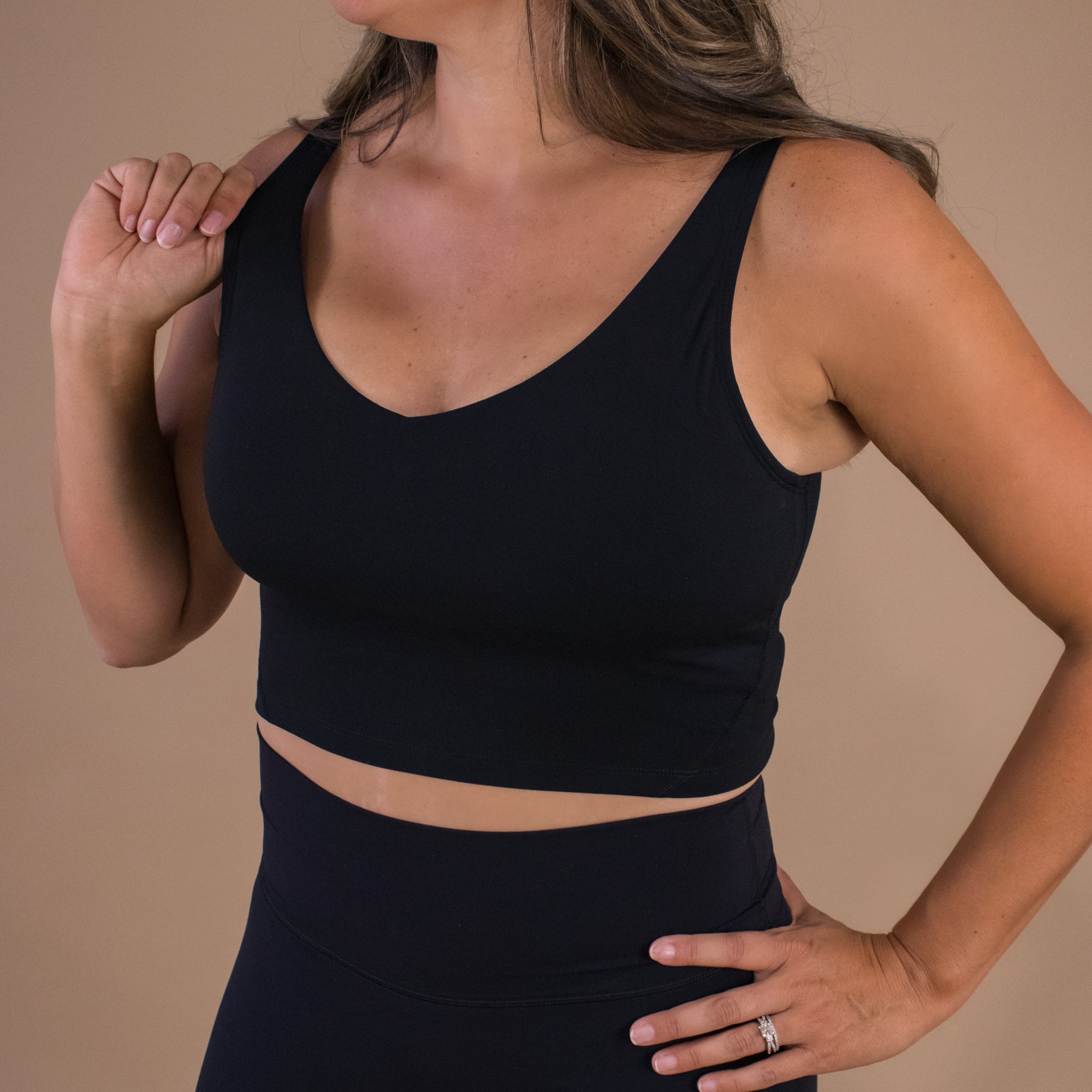 Flex V-Neck Bra with Scoop Back | A-D+ cup | Medium Support | Black