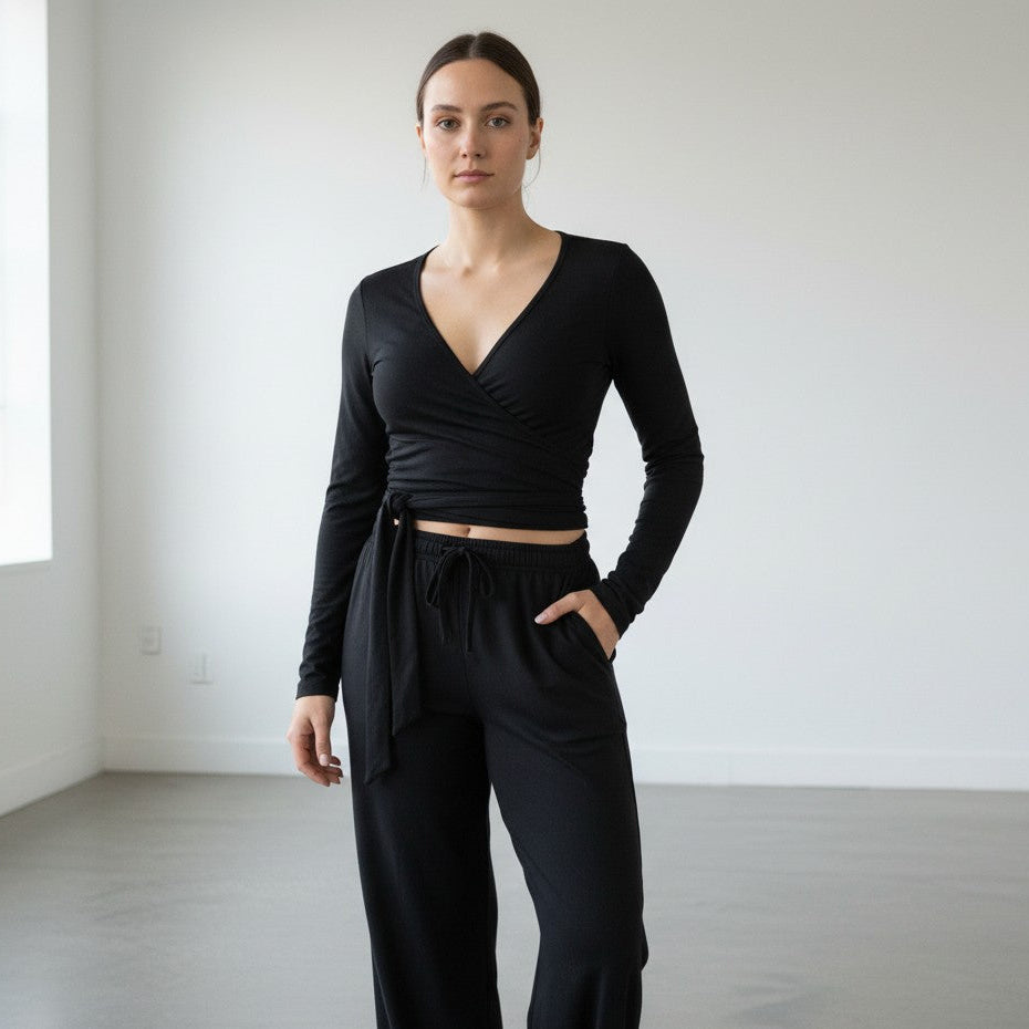 Cloud Nine Wrap Top | Black