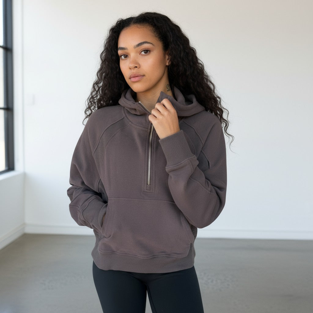 Cozy Up Funnel Neck 1/2 zip Hoodie | SALE
