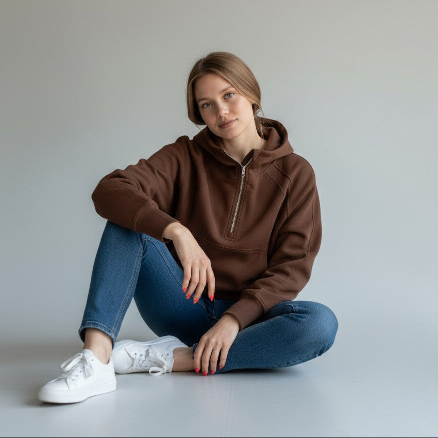 Cozy Up Funnel Neck 1/2 zip Hoodie | SALE